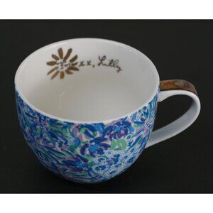 Lily Pulitzer Ceramic Coffee Mug 12 oz. Capacity Blue Green Floral Abstract GUC